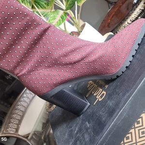Charles David Burgundy Polka Dot Heeled Boots